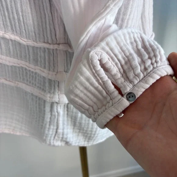 Michael Stars Double Gauze Keyhole Top Bloom Pink Boho Peasant Blouse Medium - Picture 10 of 16